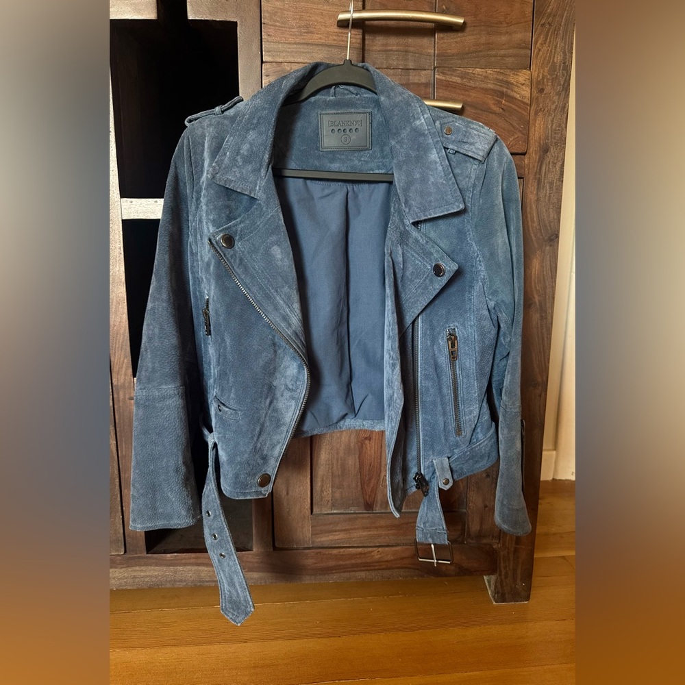 Blue Suede Moto Jacket